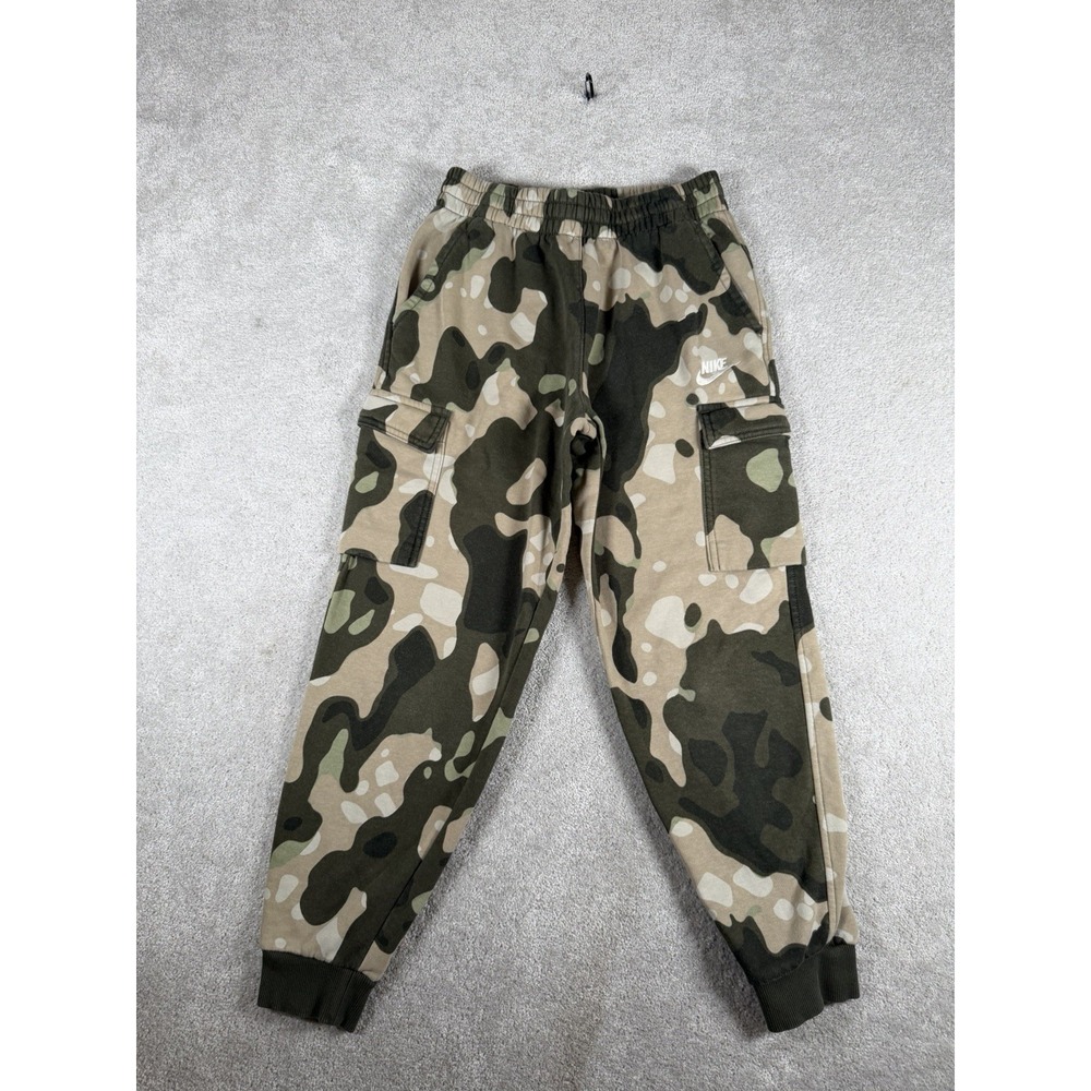Nike Sportswear Boys Camo Cargo Sweatpants NSW Joggers Size Large Fleece Swoosh